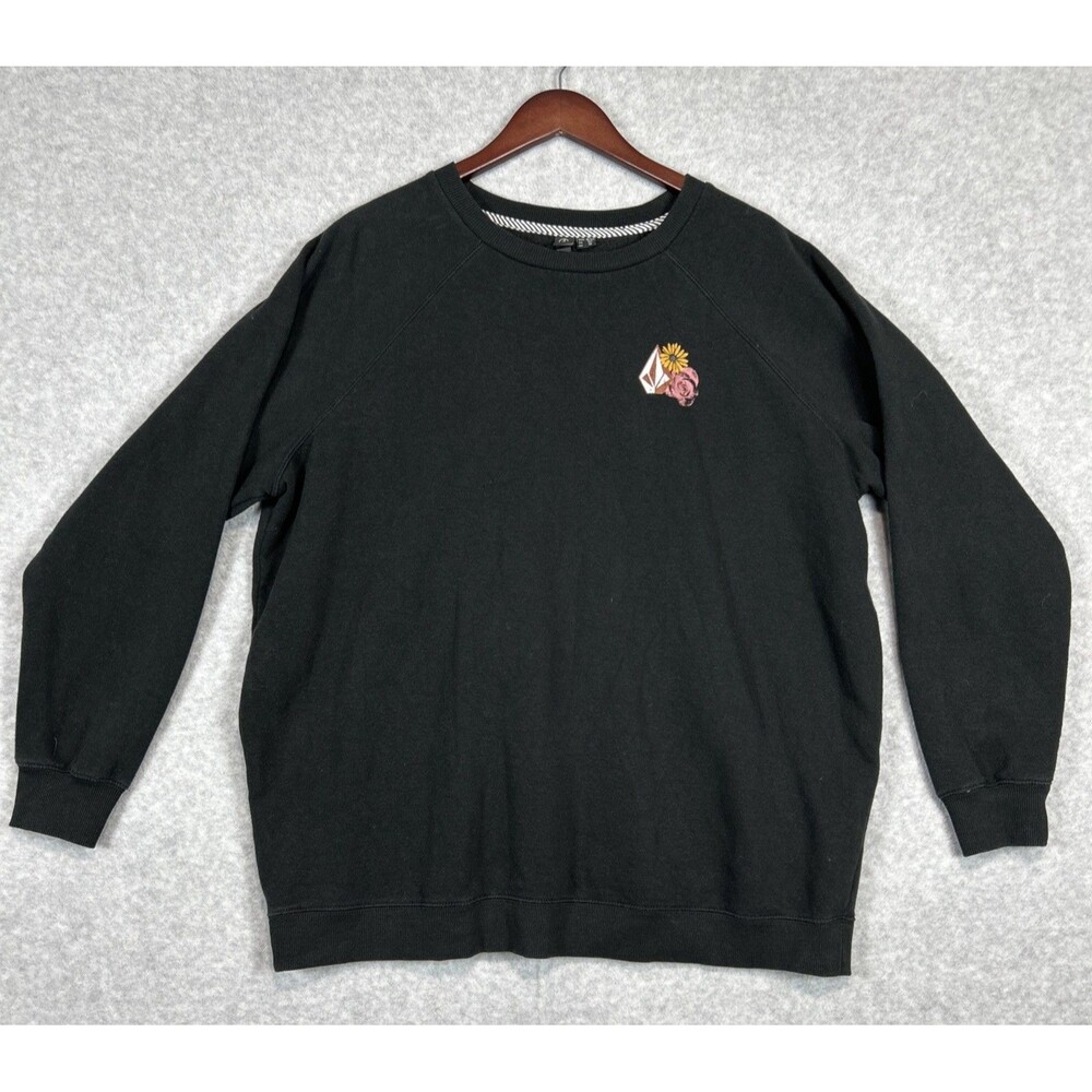 Volcom Girls Nature Is Watching Graphic Soft Crewneck Sweatshirt XL(12) Black